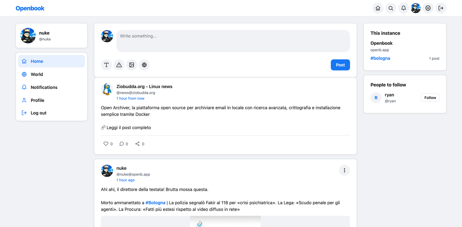 Openbook home feed